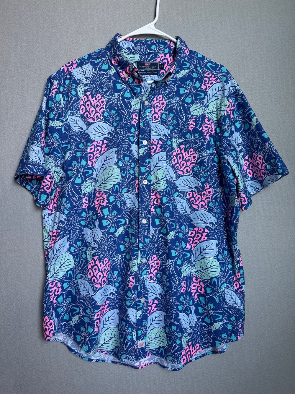 Vineyard Vines Men Button Down Shirt‎ Cotton Sz L Classic Fit Murray Hawaiian